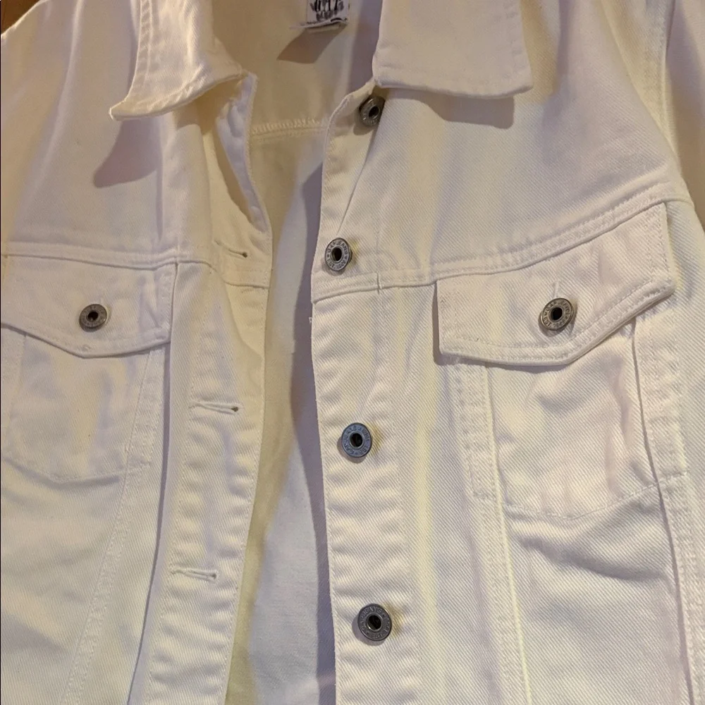 [Gap] Vintage White Denim Button-Up Casual Jean Jacket Long Sleeve Women’s Large - Picture 5 of 12